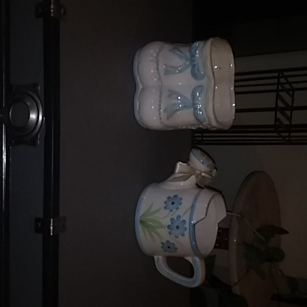 Baby booties and flowering can